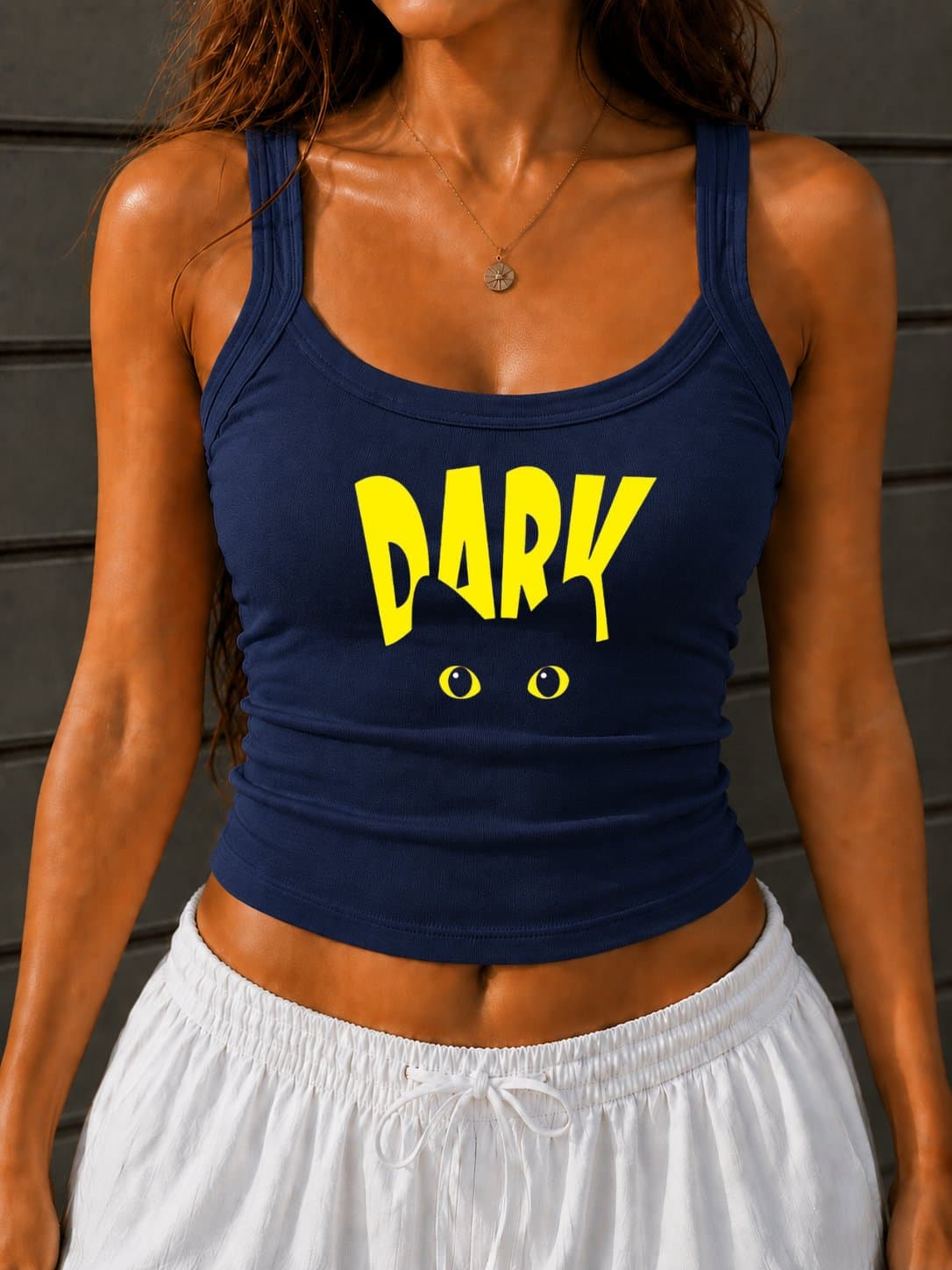Dark Aesthetic Ribbed Tank Top, Minimalist Graphic Cami, Women's Summer Tank, Cute Streetwear Y2K Top