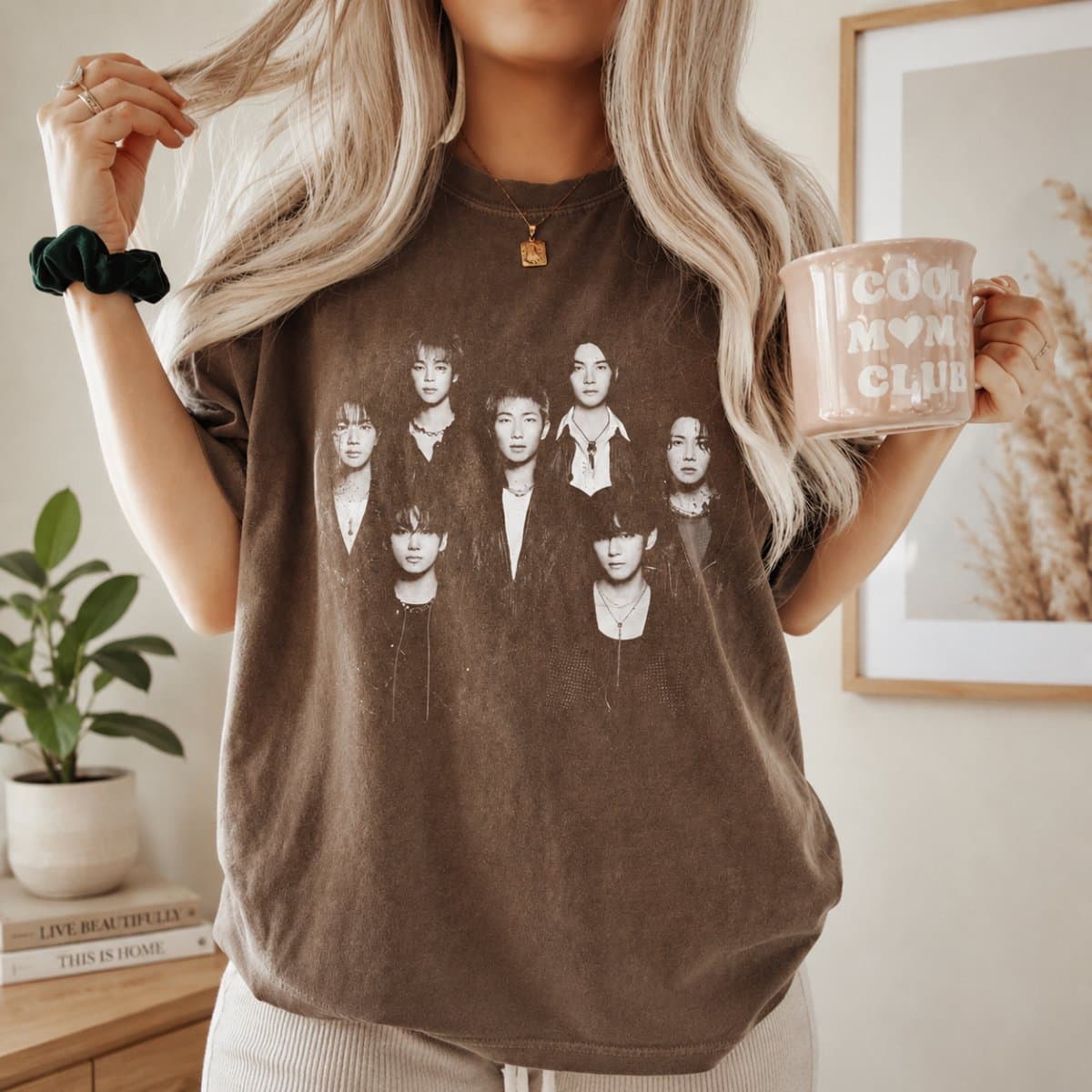 Vintage K-Pop Inspired Washed Comfort Tee | Korean Idol Style Graphic Shirt | Unisex Oversized Fan Gift