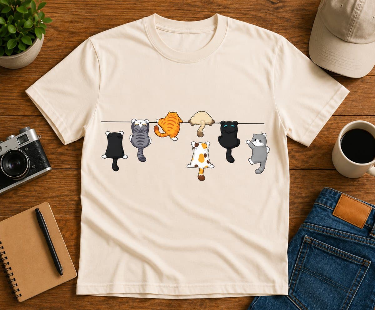 Funny Hanging Cats Comfort Colors Cat Lover Shirt