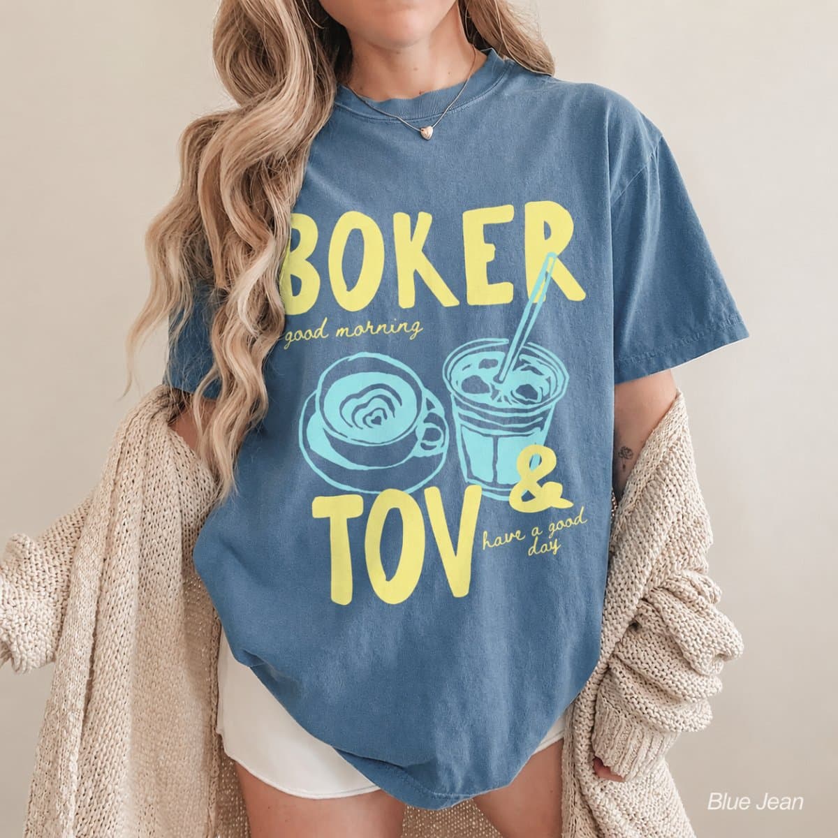 Jewish Good Morning Shirt Comfort Colors Tee Boker Tov Hebrew Coffee Shirt Jewish Gift Jewish Women Funny Jewish Tee
