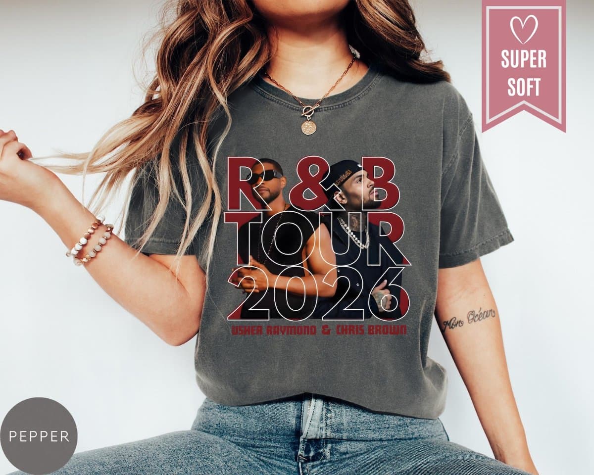 Comfort Colors® Chris Brown Usher RB Tour 2026 Graphic Tee, Raymond x Brown Concert Tours Clothes, Hip Hop R&B Fan T-Shirt, Music Merch Gift